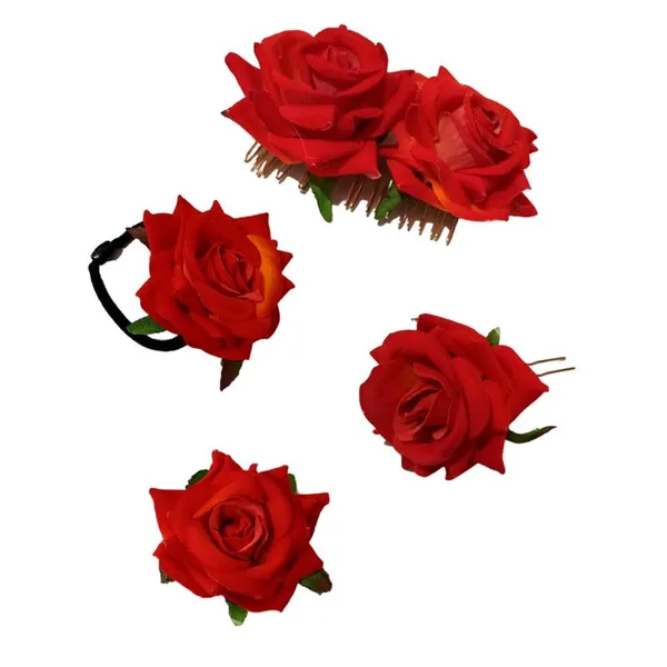 Carrot_Red_Rose_Hair_Accessories_Rubber_Band,_Comb_Slide,_Hair_Clip,_Hair_Pin_Set