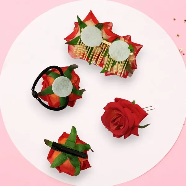 Carrot_Red_Rose_Hair_Accessories_Rubber_Band,_Comb_Slide,_Hair_Clip,_Hair_Pin_Set
