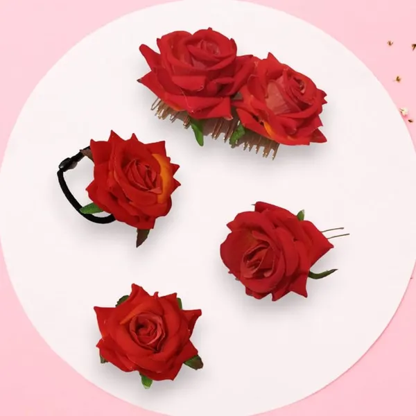 Carrot_Red_Rose_Hair_Accessories_Rubber_Band,_Comb_Slide,_Hair_Clip,_Hair_Pin_Set