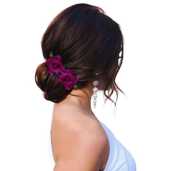 Dark_Pink_Rose_Hair_Accessories_Rubber_Band,_Comb_Slide,_Hair_Clip,_Hair_Pin_Set
