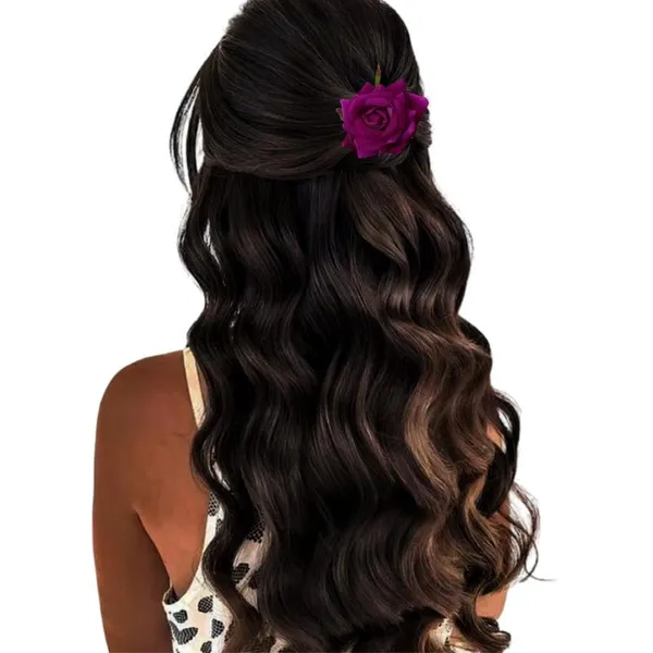 Dark_Pink_Rose_Hair_Accessories_Rubber_Band,_Comb_Slide,_Hair_Clip,_Hair_Pin_Set