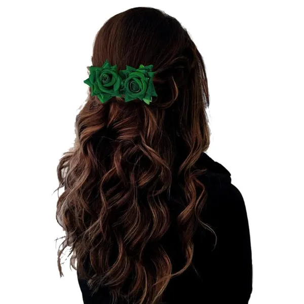 Green_Rose_Hair_Accessories_Rubber_Band,_Comb_Slide,_Hair_Clip,_Hair_Pin_Set