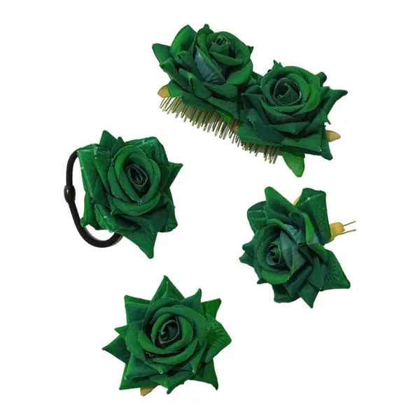 Green_Rose_Hair_Accessories_Rubber_Band,_Comb_Slide,_Hair_Clip,_Hair_Pin_Set