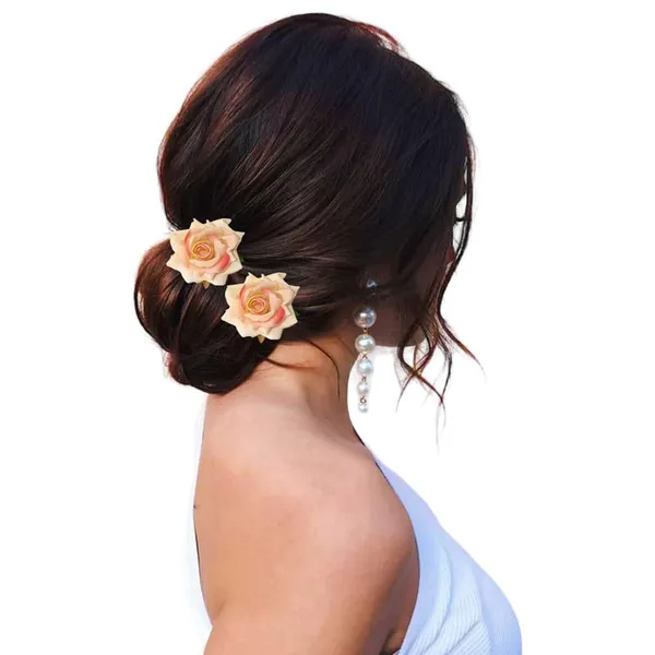 Peach_Rose_Hair_Accessories_Rubber_Band,_Comb_Slide,_Hair_Clip,_Hair_Pin_Set