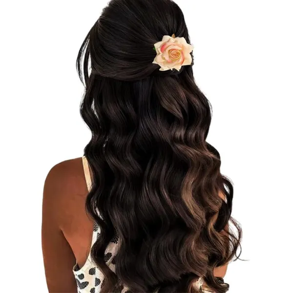 Peach_Rose_Hair_Accessories_Rubber_Band,_Comb_Slide,_Hair_Clip,_Hair_Pin_Set