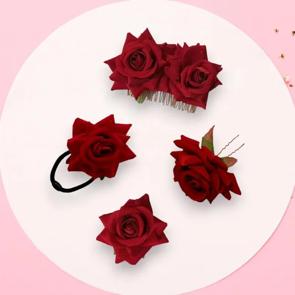 Red_Rose_Hair_Accessories_Rubber_Band,_Comb_Slide,_Hair_Clip,_Hair_Pin_Set