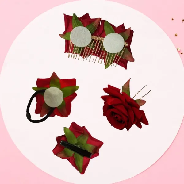Red_Rose_Hair_Accessories_Rubber_Band,_Comb_Slide,_Hair_Clip,_Hair_Pin_Set