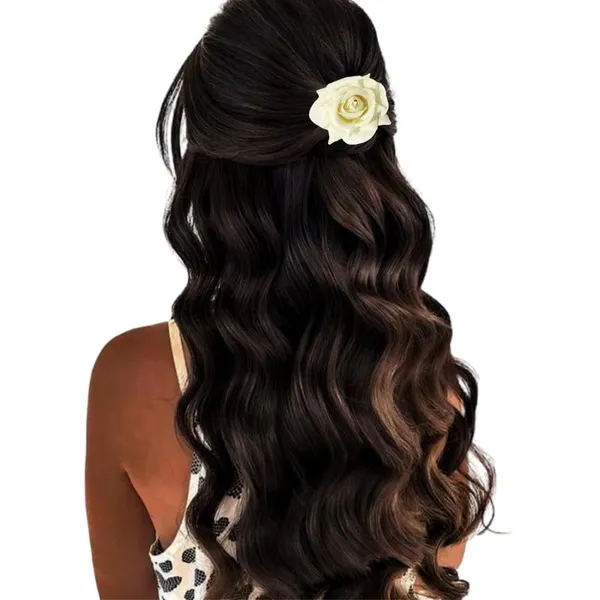 White_Rose_Hair_Accessories_Rubber_Band,_Comb_Slide,_Hair_Clip,_Hair_Pin_Set