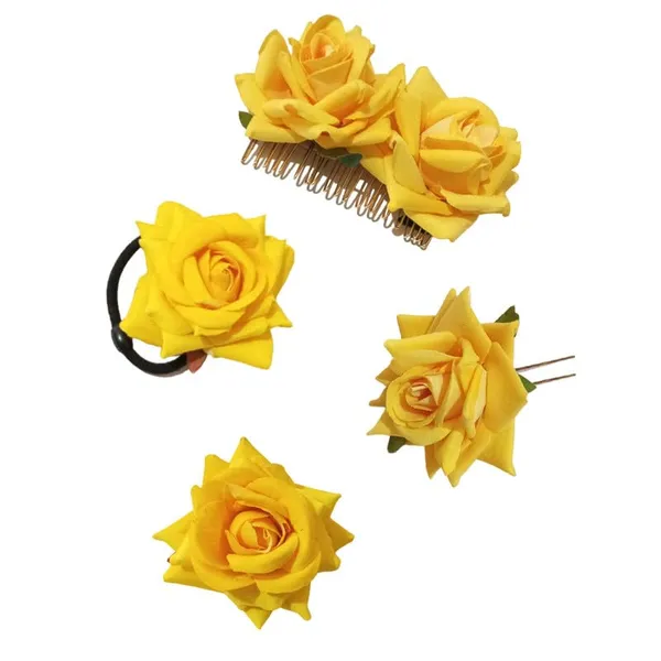 Yellow_Rose_Hair_Accessories_Rubber_Band,_Comb_Slide,_Hair_Clip,_Hair_Pin_Set