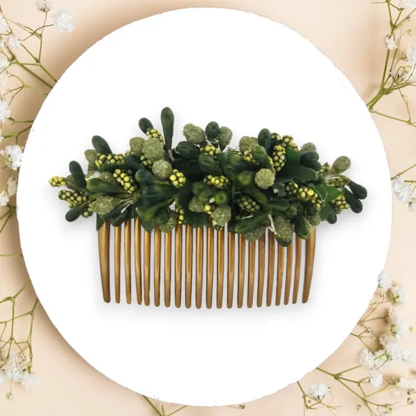 Dark_Green_Artificial_Floral_Bridal_Brooch_&_Hair_Pin_(16_X_14_X_10_Cm)
