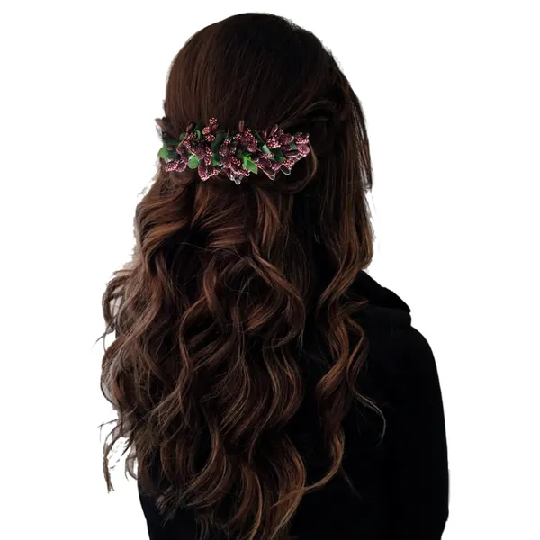 Maroon_Artificial_Floral_Bridal_Brooch_&_Hair_Pin_(16_X_14_X_10_Cm)