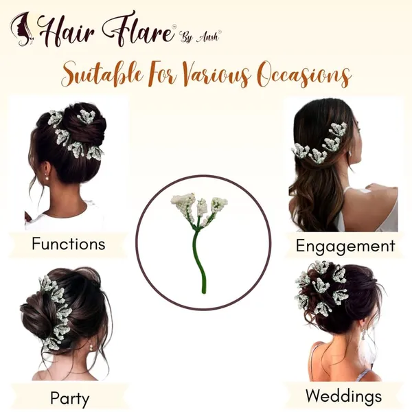 White_Green_Stem_Hair_Pin_With_Five_Thermacol_Pollen,_No_Clips_Needed