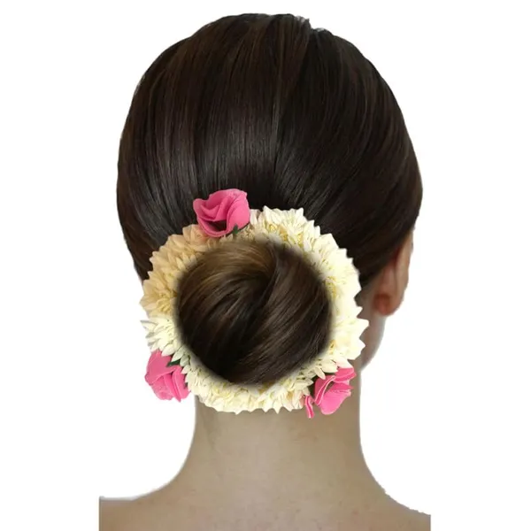 Baby_Pink_Mogra_Gajra_With_Rose_Artificial_Flowers_Scrunchies_Rubber_Band