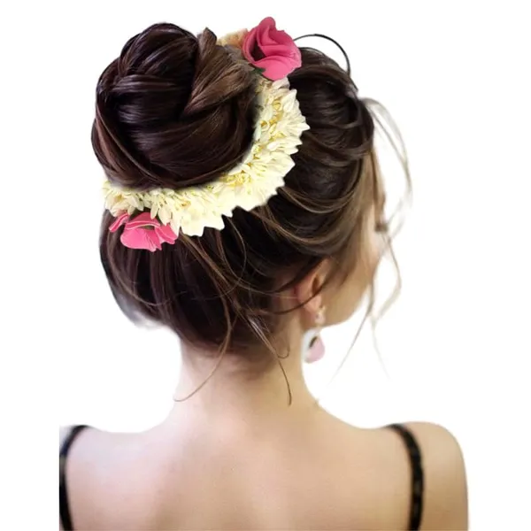 Baby_Pink_Mogra_Gajra_With_Rose_Artificial_Flowers_Scrunchies_Rubber_Band