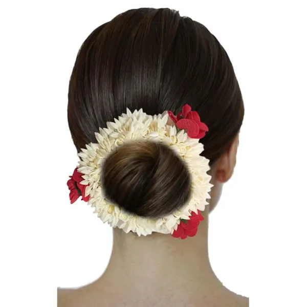 Red_Mogra_Gajra_With_Rose_Artificial_Flowers_Scrunchies_Rubber_Band