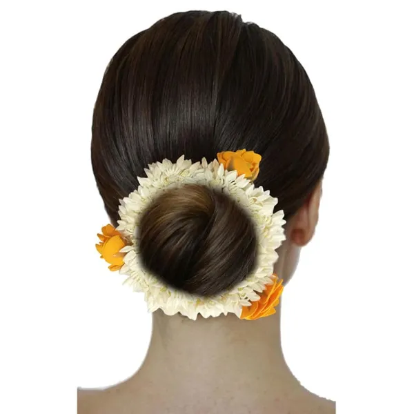 Yellow_Mogra_Gajra_With_Rose_Artificial_Flowers_Scrunchies_Rubber_Band