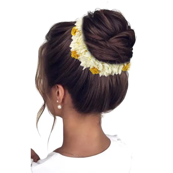 Yellow_Mogra_Gajra_With_Rose_Artificial_Flowers_Scrunchies_Rubber_Band