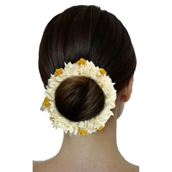 Yellow_Mogra_Gajra_With_Rose_Artificial_Flowers_Scrunchies_Rubber_Band