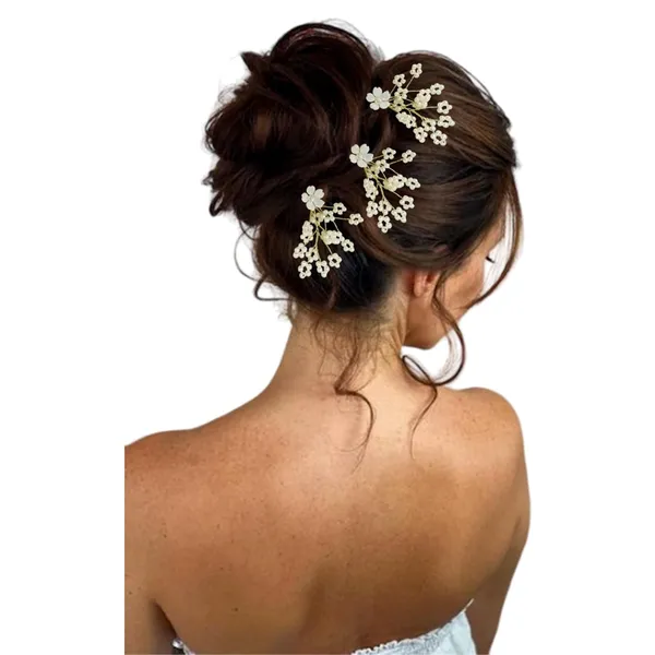 White_Artificial_Floral_Bridal_Brooch_&_Hair_Pin_(6_Pins)