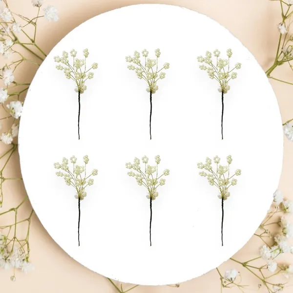 White_Artificial_Floral_Bridal_Brooch_&_Hair_Pin_(6_Pins)