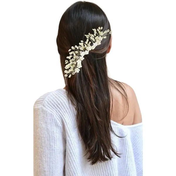 White_Artificial_Floral_Bridal_Brooch_&_Hair_Pin_(1_Hair_Vein_And_6_Pins)