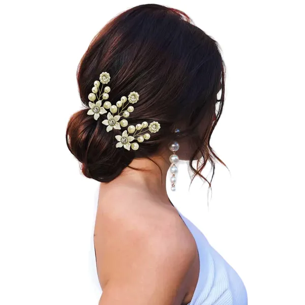 White_Artificial_Floral_Bridal_Brooch_&_Hair_Pin_(6_Pins)