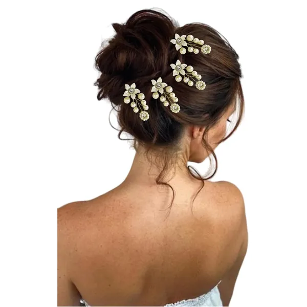 White_Artificial_Floral_Bridal_Brooch_&_Hair_Pin_(6_Pins)