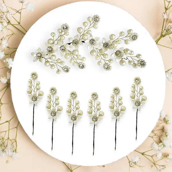 2715-2716__White_Artificial_Floral_Bridal_Brooch_&_Hair_Pin_(1_Hair_Vein_And_6_Pins)