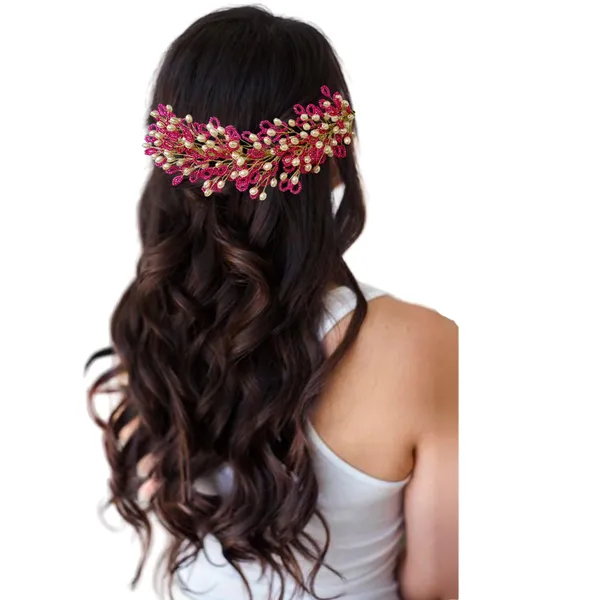 Dark_Pink_Artificial_Floral_Bridal_Brooch_&_Hair_Pin_(16_X_14_X_10_Cm)