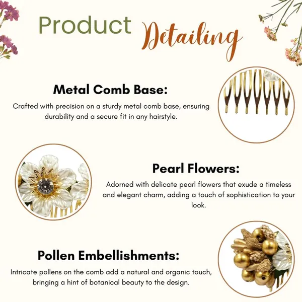White_Artificial_Flower_Comb_Slide_Hair_Accessories_And_Hair_Pin_For_Women