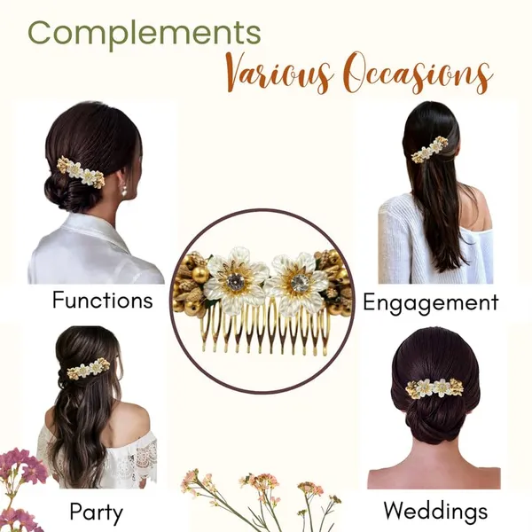 White_Artificial_Flower_Comb_Slide_Hair_Accessories_And_Hair_Pin_For_Women