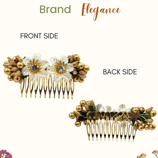 White_Artificial_Flower_Comb_Slide_Hair_Accessories_And_Hair_Pin_For_Women