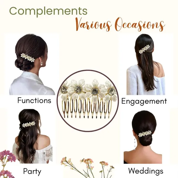 White_Artificial_Flower_Comb_Slide_Hair_Accessories_And_Hair_Pin_For_Women