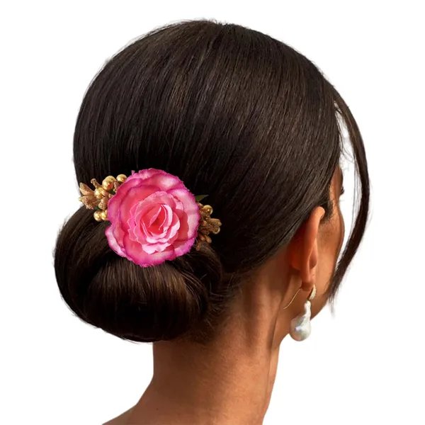 Dark_Pink_Artificial_Floral_Bridal_Brooch_&_Hair_Pin_Comb