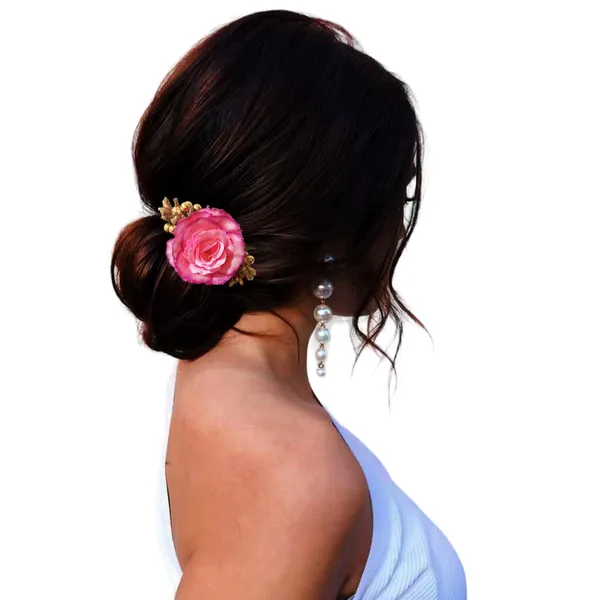 Dark_Pink_Artificial_Floral_Bridal_Brooch_&_Hair_Pin_Comb