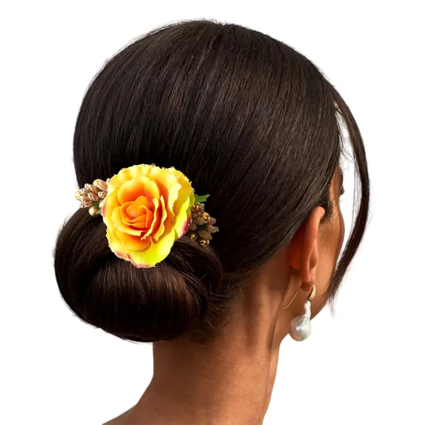 Yellow_Artificial_Floral_Bridal_Brooch_&_Hair_Pin_Comb