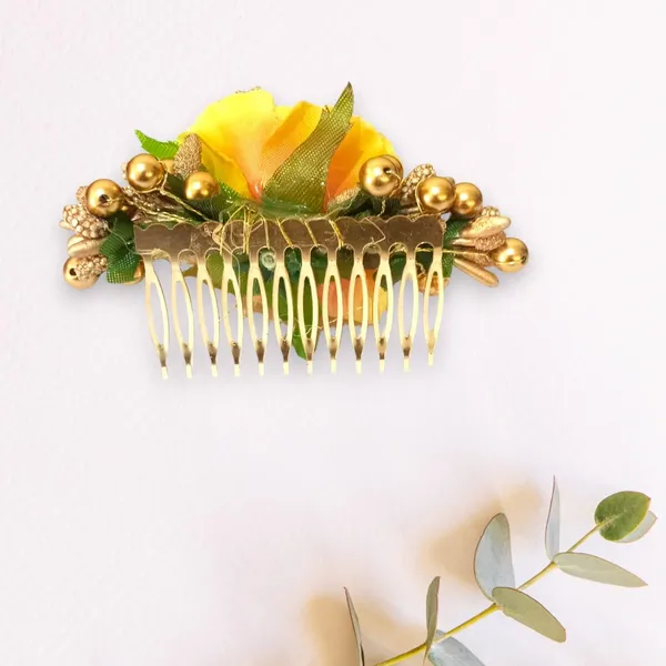 Yellow_Artificial_Floral_Bridal_Brooch_&_Hair_Pin_Comb
