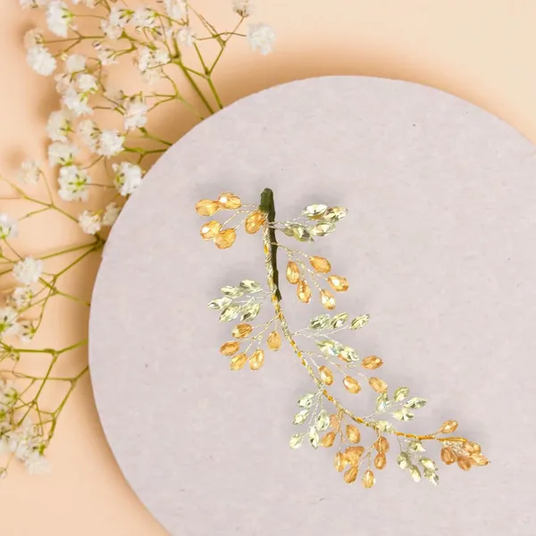 Golden_Artificial_Floral_Bridal_Brooch_&_Hair_Vein
