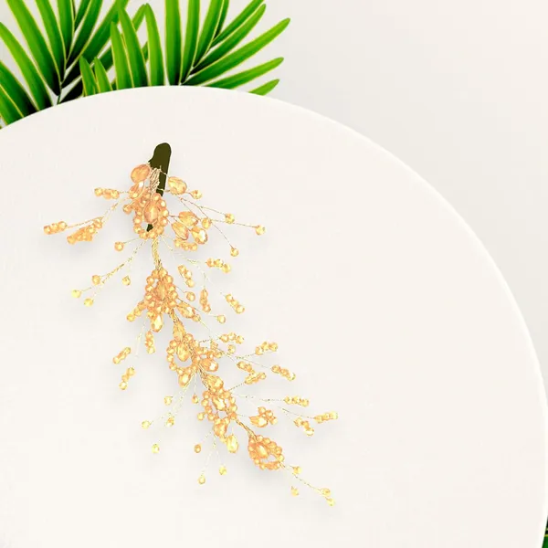 Golden_Artificial_Floral_Bridal_Brooch_&_Hair_Vein