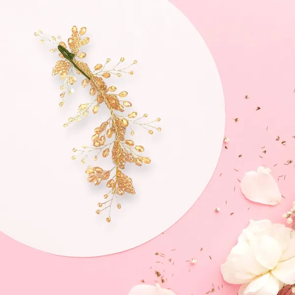 Golden_Artificial_Floral_Bridal_Brooch_&_Hair_Vein