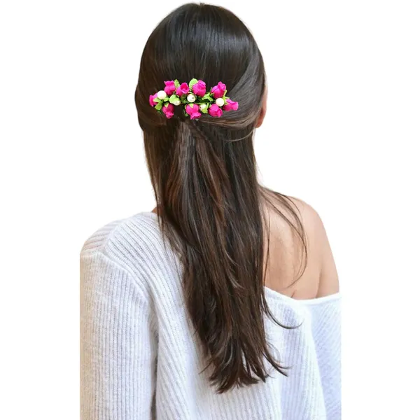 Dark_Pink_Artificial_Floral_Bridal_Brooch_&_Hair_Pin_Comb_(16_X_14_X_10_Cm)
