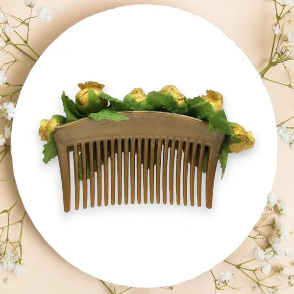 Golden_Artificial_Floral_Bridal_Brooch_&_Hair_Pin_Comb_(16_X_14_X_10_Cm)