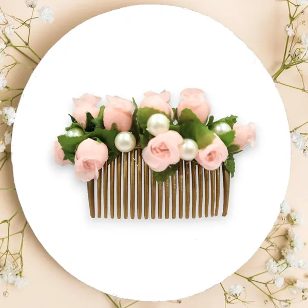 Peach_Artificial_Floral_Bridal_Brooch_&_Hair_Pin_Comb_(16_X_14_X_10_Cm)
