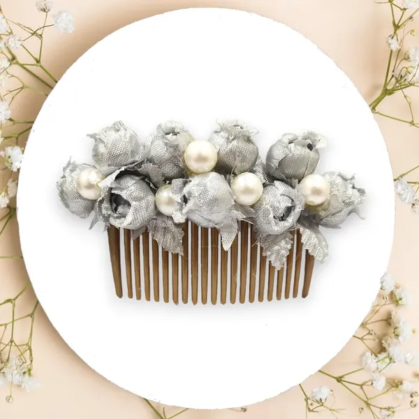 Silver_Artificial_Floral_Bridal_Brooch_&_Hair_Pin_Comb_(16_X_14_X_10_Cm)