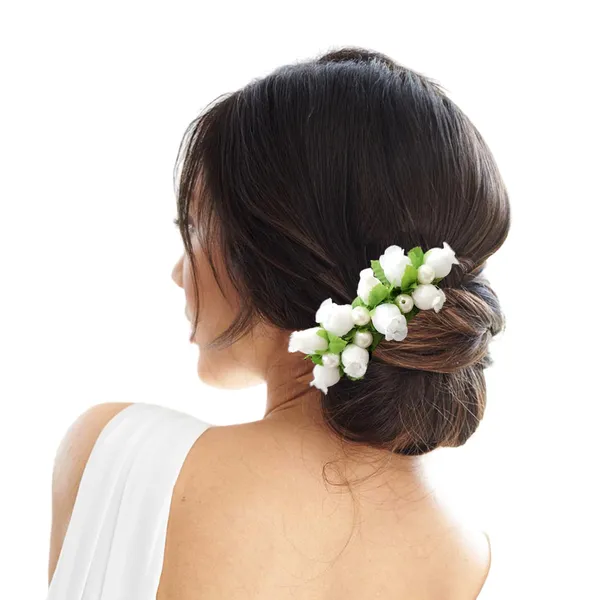 White_Artificial_Floral_Bridal_Brooch_&_Hair_Pin_Comb_(16_X_14_X_10_Cm)