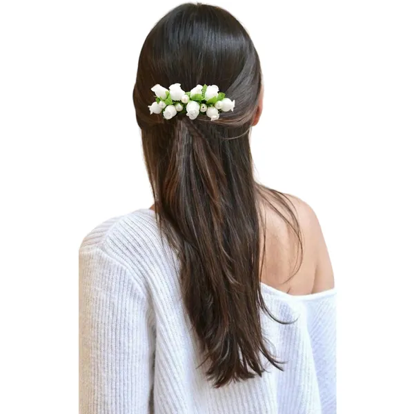 White_Artificial_Floral_Bridal_Brooch_&_Hair_Pin_Comb_(16_X_14_X_10_Cm)