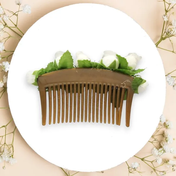 White_Artificial_Floral_Bridal_Brooch_&_Hair_Pin_Comb_(16_X_14_X_10_Cm)