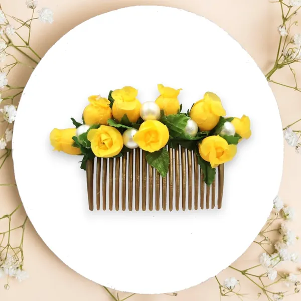 Yellow_Artificial_Floral_Bridal_Brooch_&_Hair_Pin_Comb_(16_X_14_X_10_Cm)