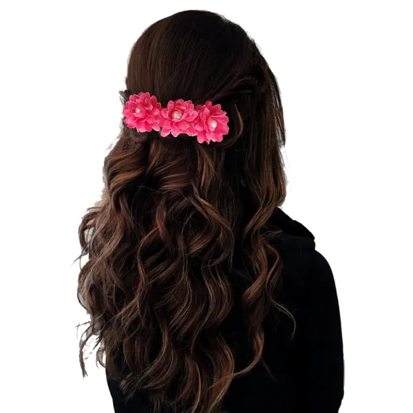 Dark_Pink_Artificial_Floral_Bridal_Brooch_&_Hair_Pin_Comb