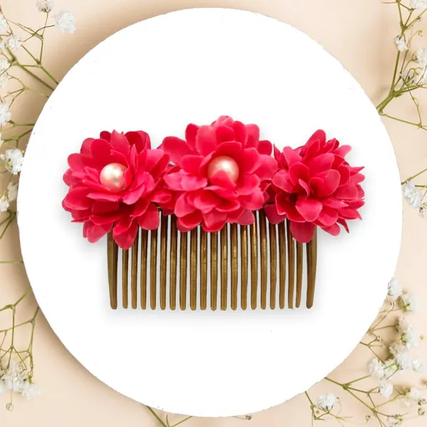 Dark_Pink_Artificial_Floral_Bridal_Brooch_&_Hair_Pin_Comb